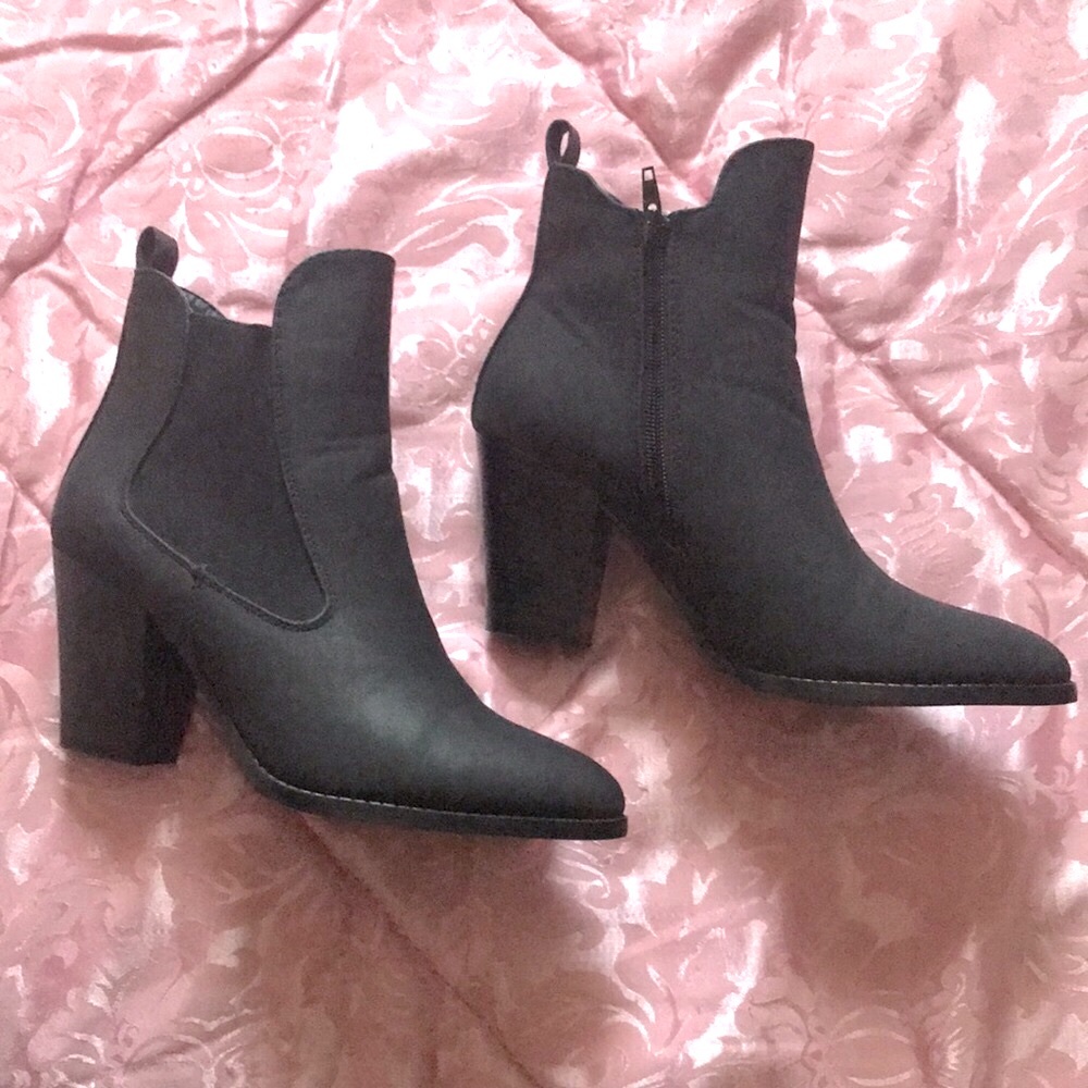 Matte Black Heeled Booties